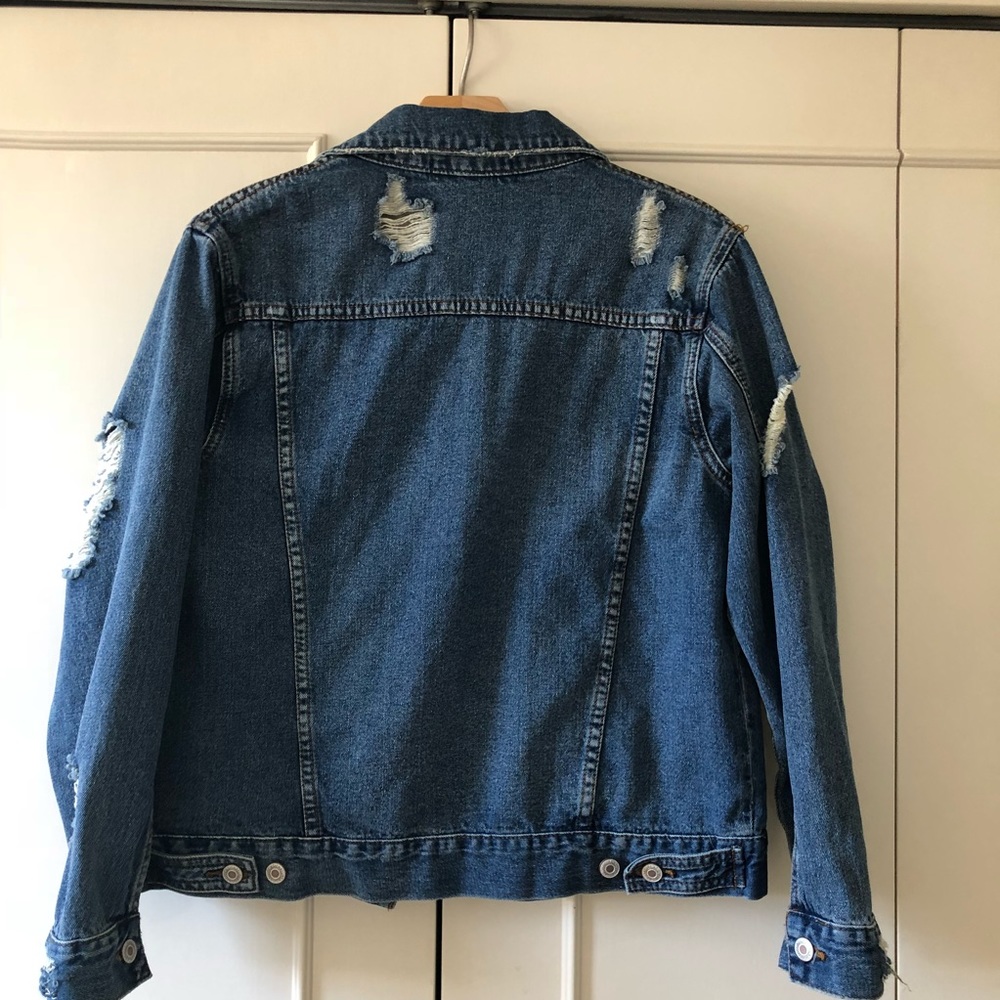 Oversized distressed Jean Jacket - Picture 6 of 6
